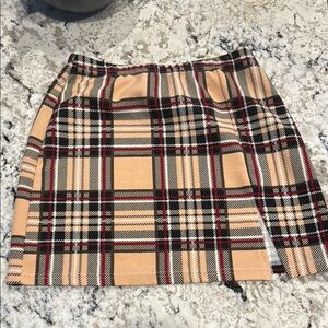 SHEIN Tan and Black Asymmetrical Mini Pencil Skirt